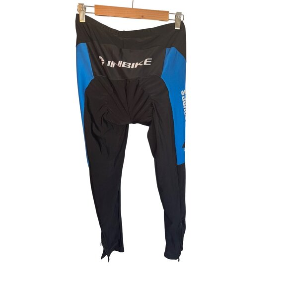 NWT INBIKE Mens Cycling Compression Pants Black & Blue Large Pads Discovery Logo - Picture 3 of 14